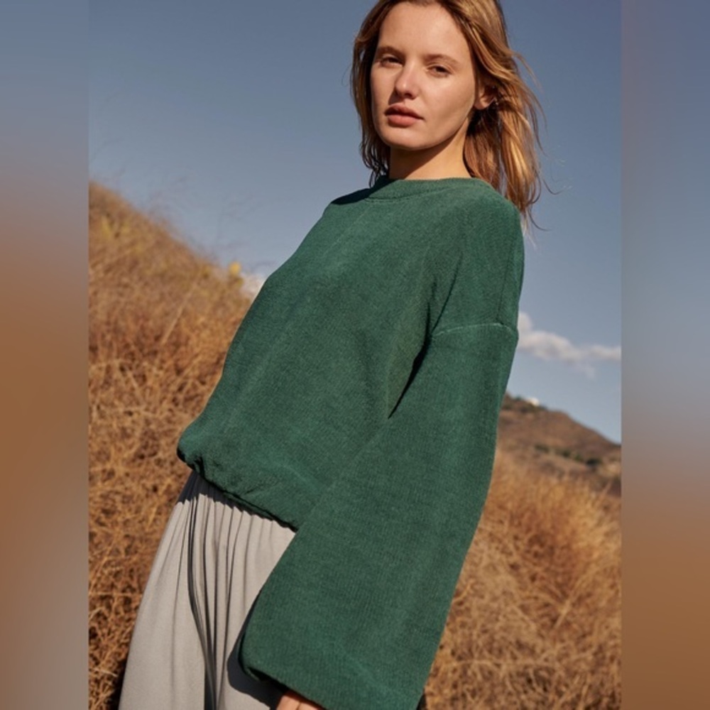 Free People Forest Green Crew Neck Sweater Size L